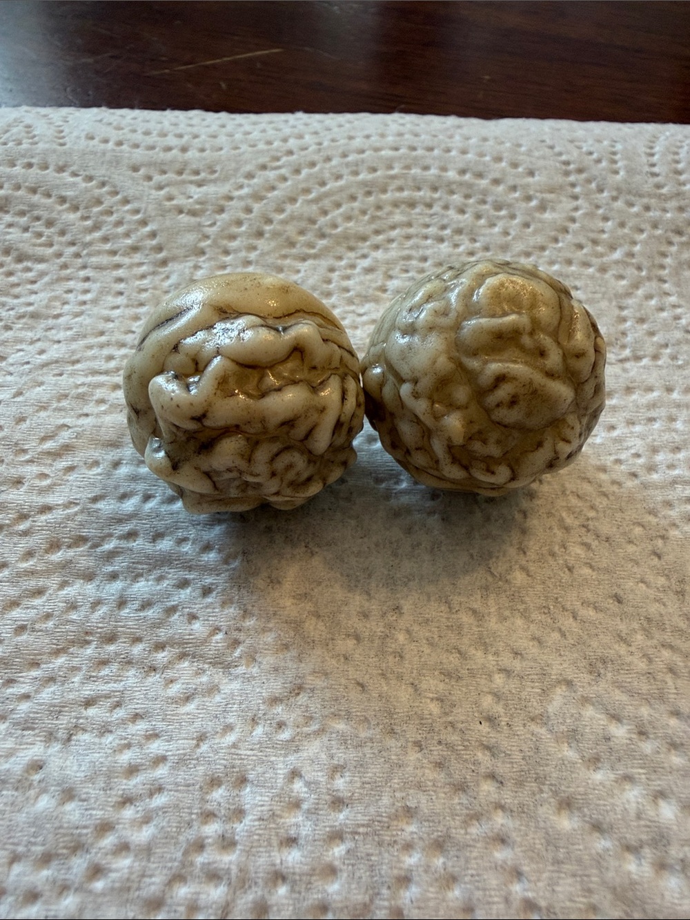Carved Cream Resin Decorative Spheres - Set of Two